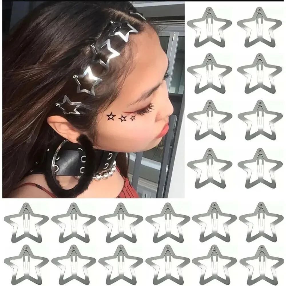 Set Of 45 Silver Star Hair Clips
